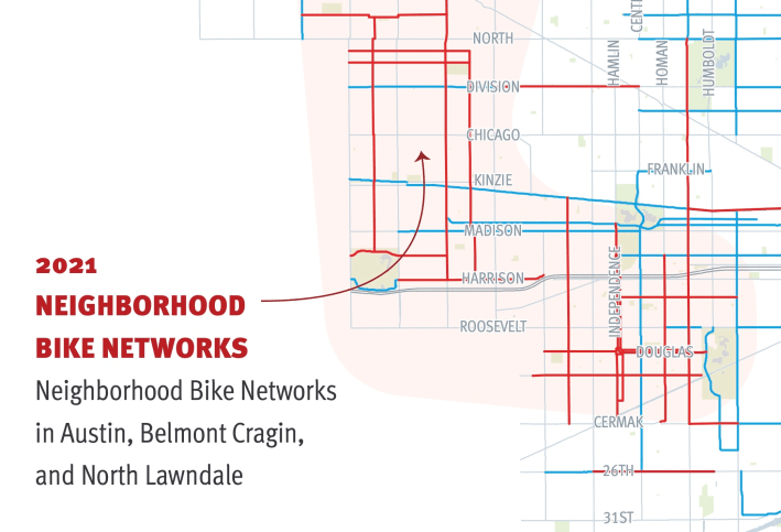 Detail from CDOT's 2021-2022 bikeway plan showing how the Columbus Park bike lanes will fit into the network.