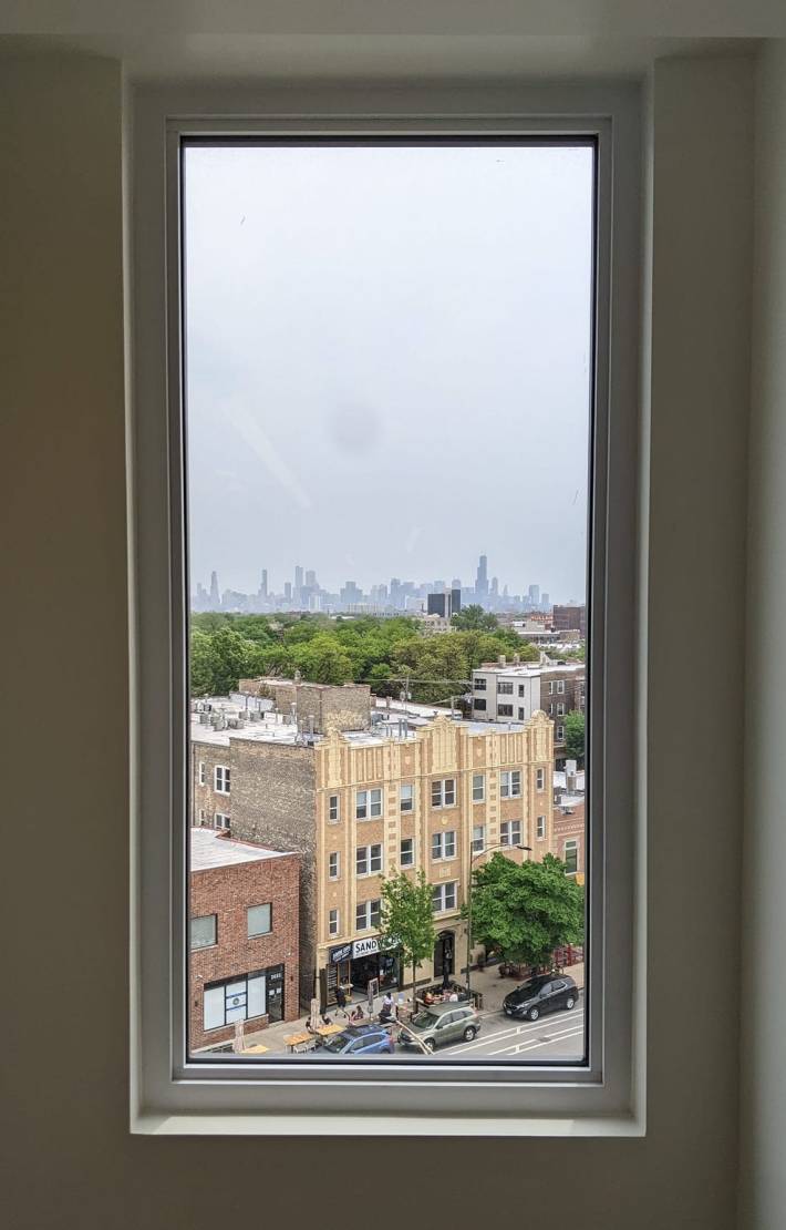 View of the Chicago skyline from the new TOD. Photo: Erin Rensink