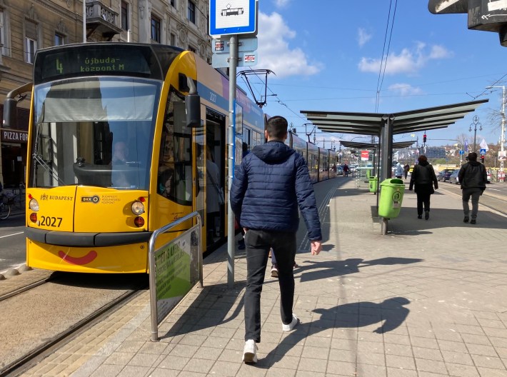 A center-running tram in Budapest. Photo: John Greenfield