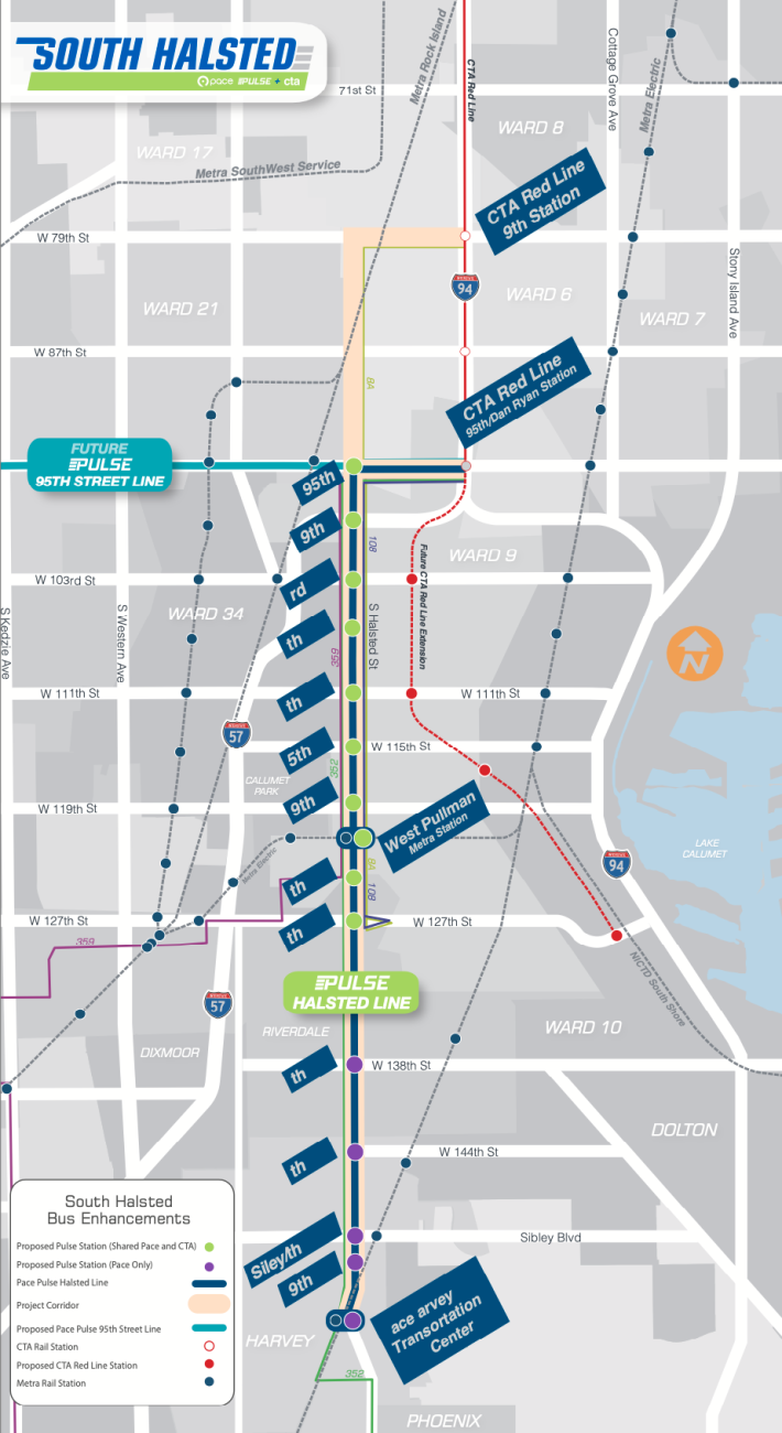 The South Halsted Pulse route. Click to enlarge.