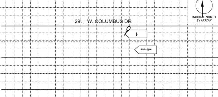 Diagram of the collision from the crash report. Velazquez was struck in front of her home.