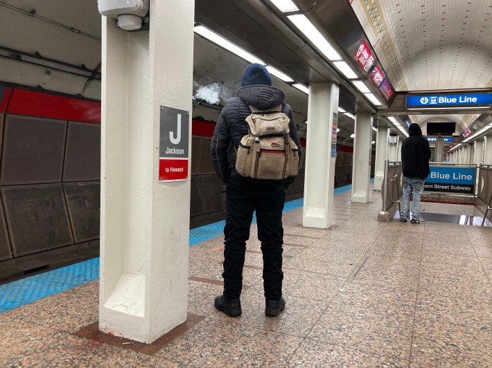 Smoking on the Jackson Red Line platform. Photo: John Greenfield