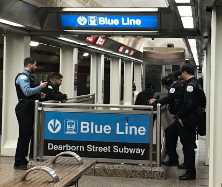 Police at the Jackson Red Line station. Photo: John Greenfield