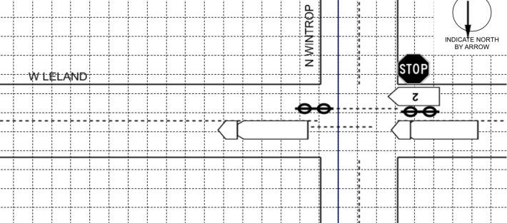 Diagram of the crash from the police report. Unit #2 is the ComeEd truck and Unit #3 is the Mondelez semi.