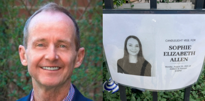 Tom Tunney and an Image of Sophie Allen at the crash site. Images: Twitter, John Greenfield
