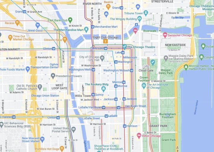 If you reside in the Loop, it's ridiculously easy to live car-free. Image: Google Maps