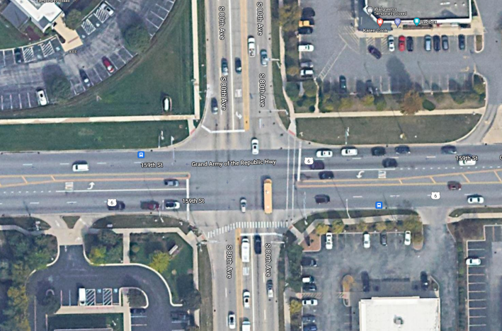 The intersection of 159th Street and 80th Avenue in Tinley Park. Image: Google Maps
