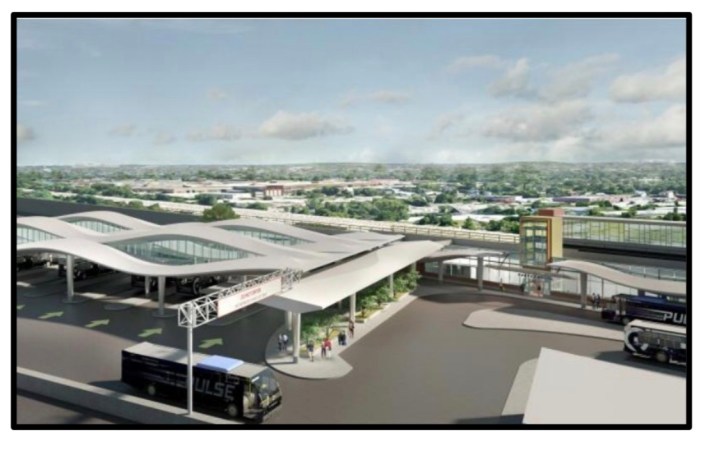 Rendering of the reconstructed Harvey Transit Center.