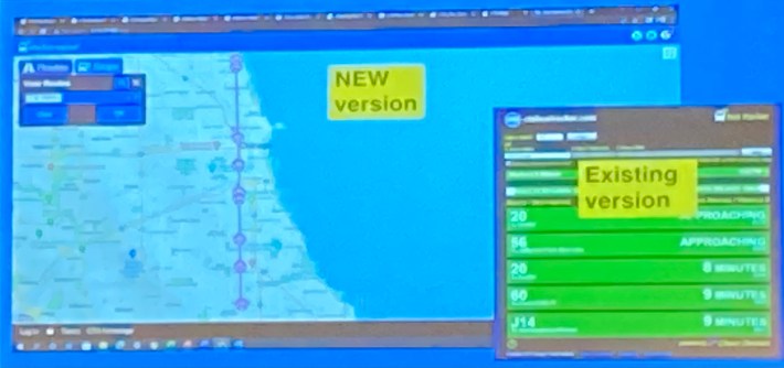 Image of an upcoming version of the Train Tracker displayed during Carter's talk.