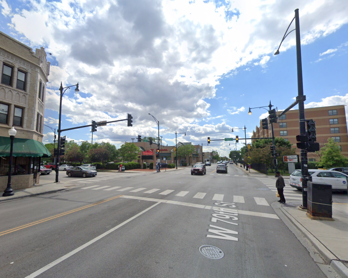 The intersection of 79th and Racine, looking west. Image: Google Maps