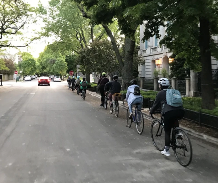 Biking on Dickens. Photo: John Greenfield