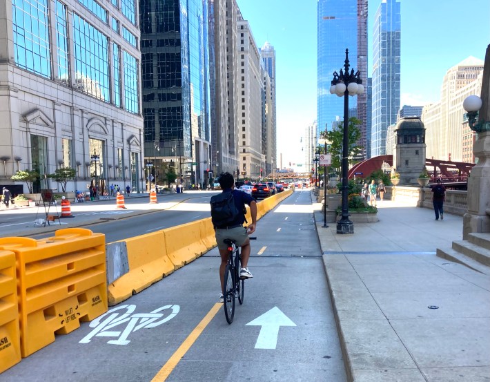 The Wacker two-way protected bike lane. Photo: John Greenfield