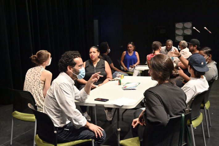 Workshop attendees discussing traffic safety in their neighborhoodPhoto: CDOT