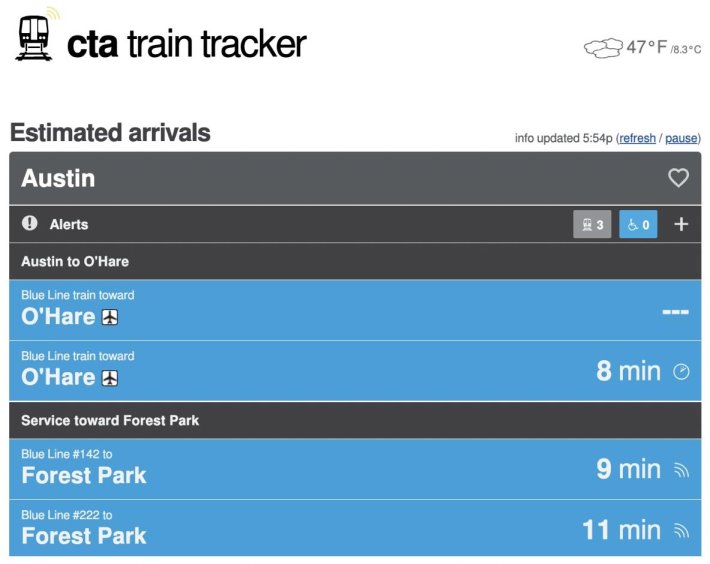 Currently scheduled runs on the Train Tracker and station displays have clock icons, while actual runs have wave icons.