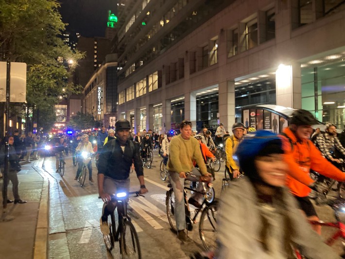 Riding west on Grand Avenue in River North. Photo: John Greenfield