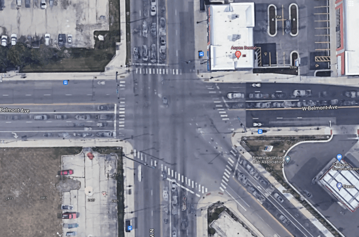 Aerial view of the intersection. Image: Google Maps