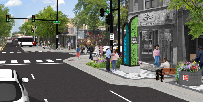 Rendering of a streetscaping project in Back of the Yards. Image: CDOT