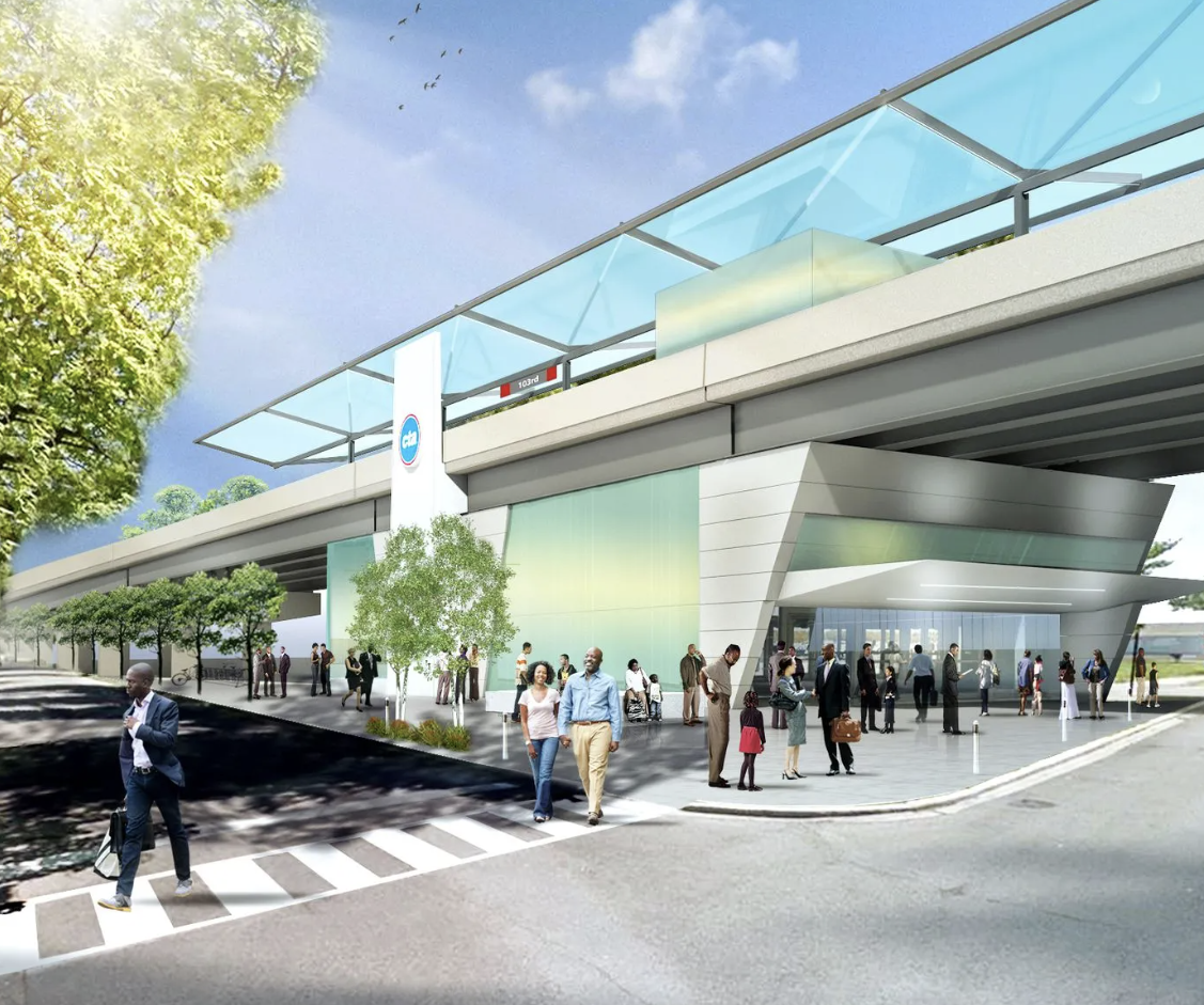 Rendering of the upcoming 103rd Street station.
