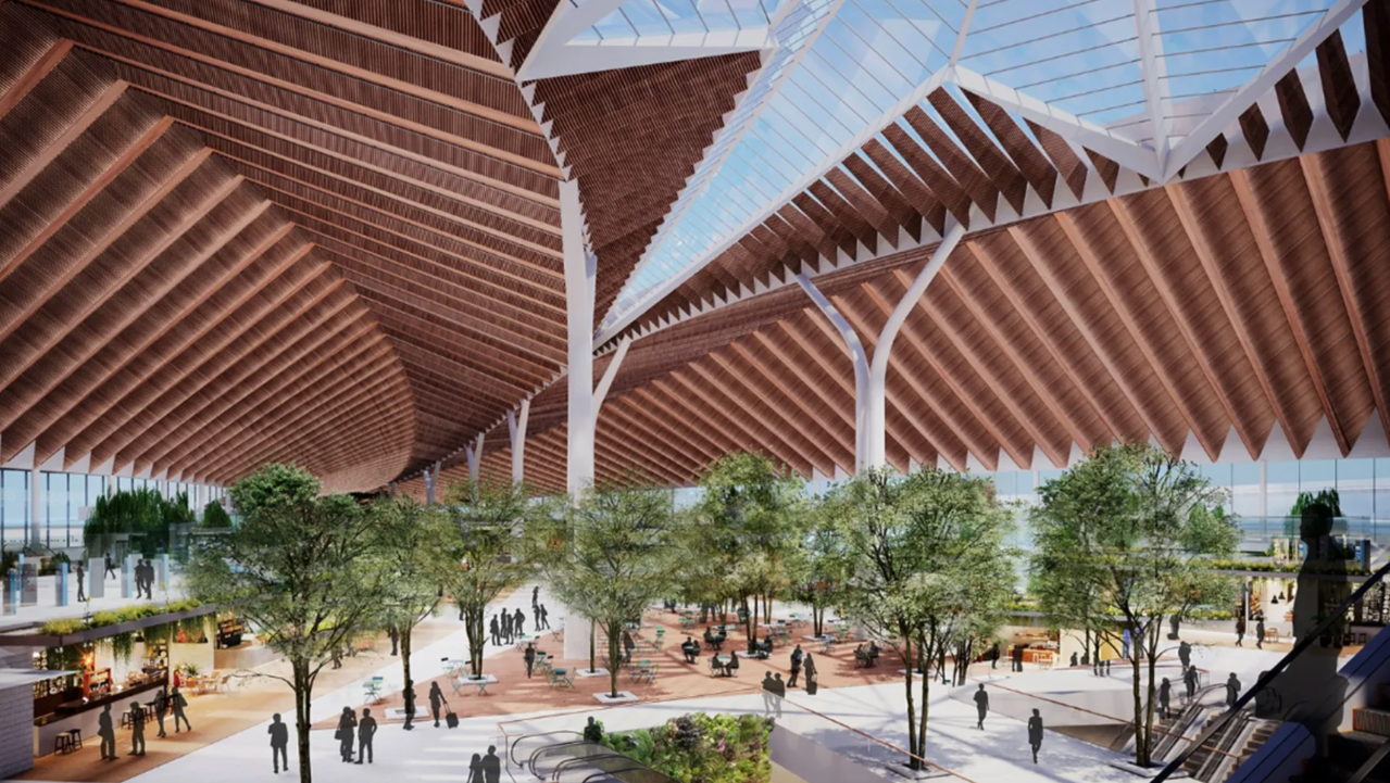 Rendering of the interior of the Global Terminal. Image: Studio Gang