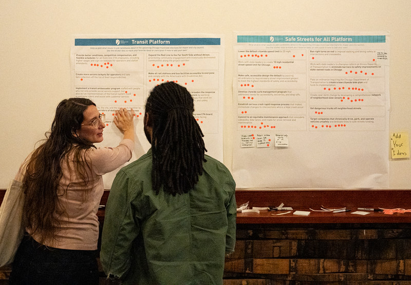 A Safe Streets Platform idea generator that was posted on a wall seeking feedback from attendees. Photo via ATA