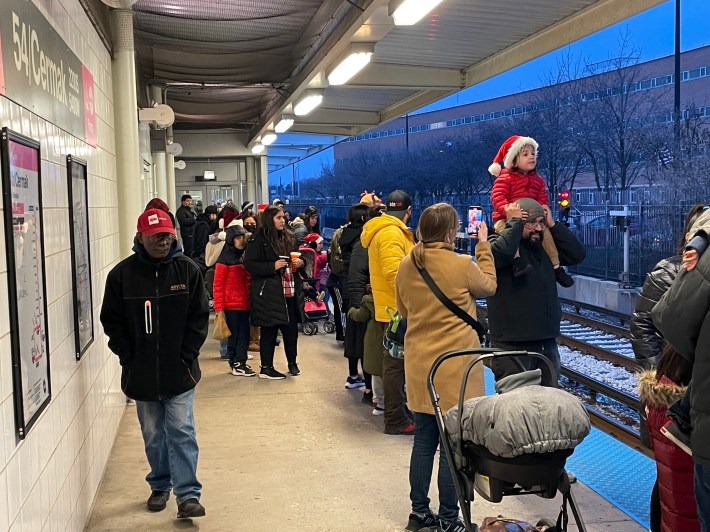 Waiting for the train at 54th/Cermak. Photo: Cameron Bolton