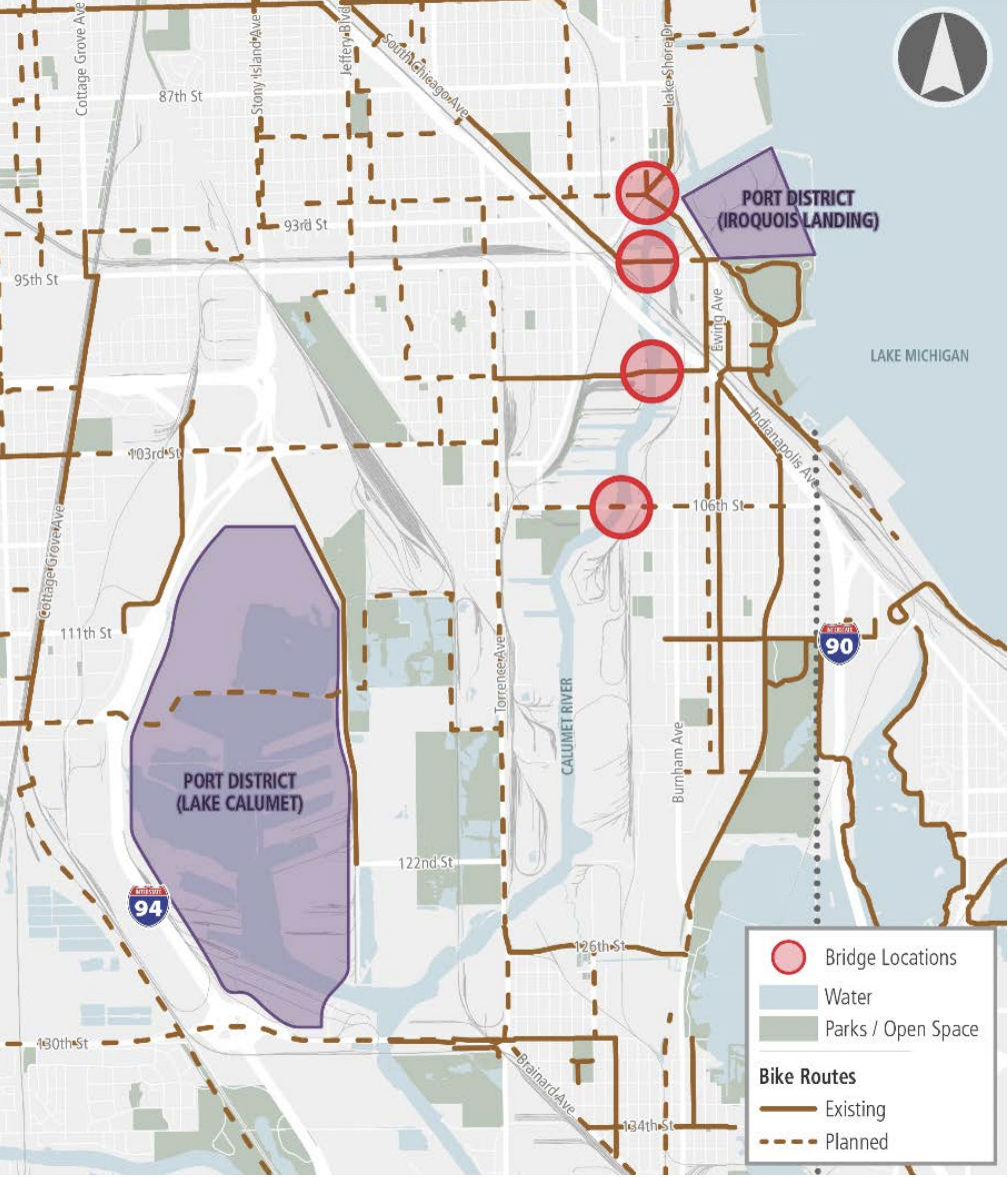 The bridge locations, with existing and planned bike routes. Image: CDOT