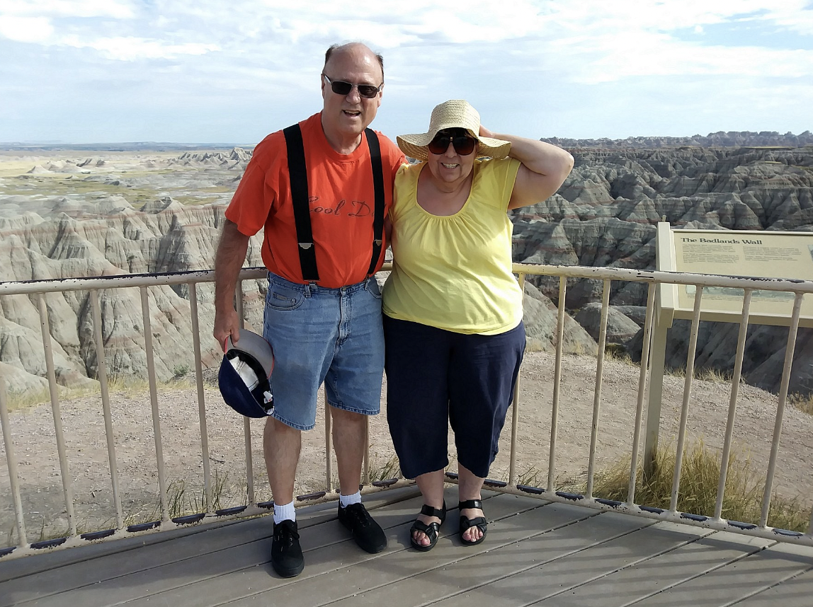 Peter Paquette and his wife JoAnn visiting the Badlands National Park.