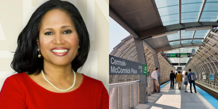 Sophia King and the Cermak-McCormick Place Green Line station (photo: CDOT.)