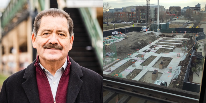Chuy Garcia and the Damen GReen Line station.