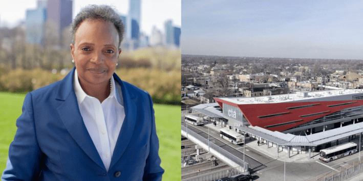 Lori Lightfoot and the 95th/Dan Ryan Red Line station (image: CTA.)