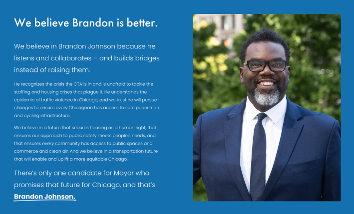 The action fund's endorsement of Johnson.