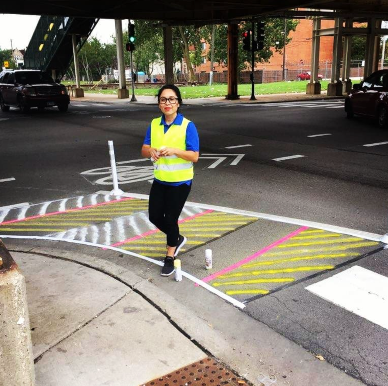 Romina Castillo helping visualize pedestrian friendly infrastructure. Photo: provided