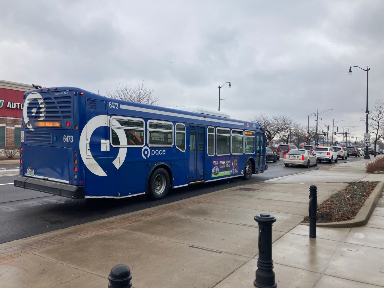 A Pace bus on Dempster Avenue in Skokie. Photo: John Greenfield