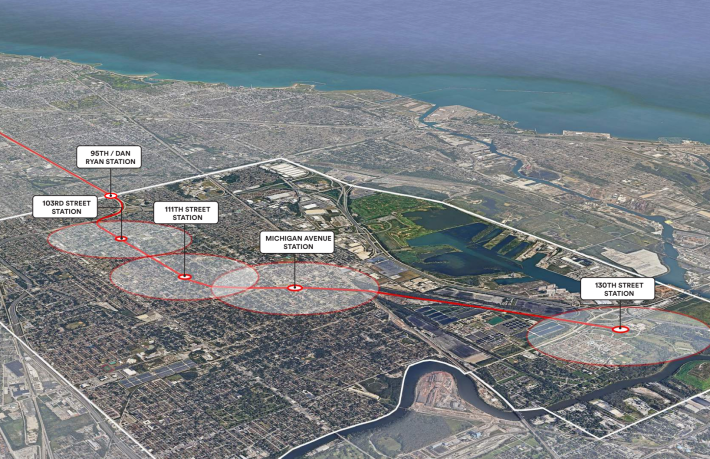 The planned Red Line extension route.
