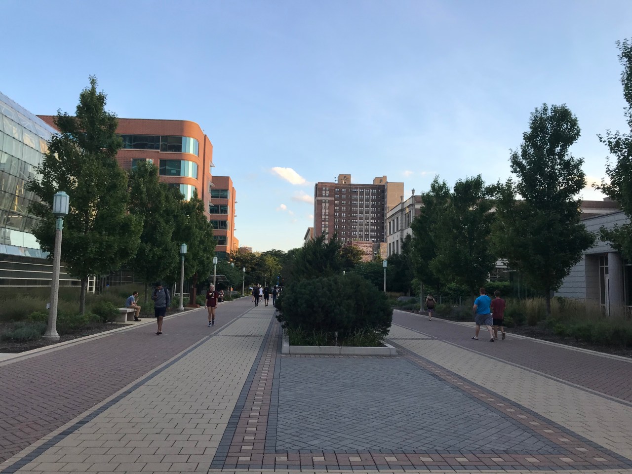 The 6300 block of North Kenmore Avenue is a pedestrian mall on the Loyola University campus that also accommodates cycling. Photo: John Greenfield