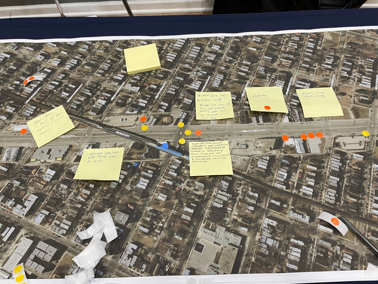 Map of Ogden with Post-It notes comments. Photo: Cameron Bolton