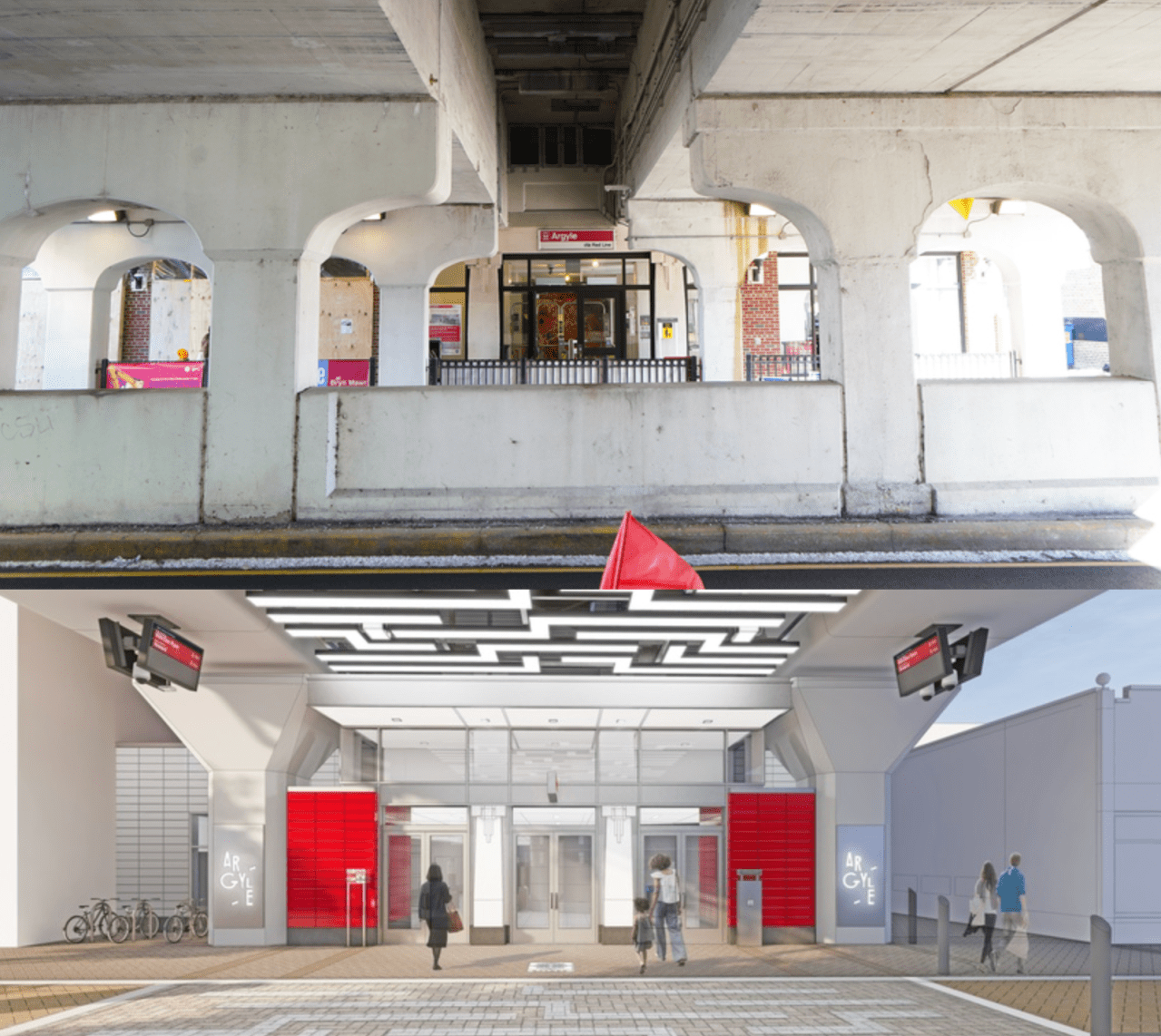 The current and new Argyle station. Images: CTA